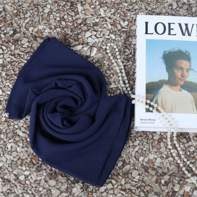 PASHMINA CRINKLE AIRFLOW COTTON SHAWL PREMIUM | PASMINA-Navy