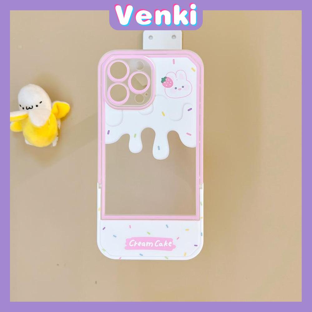 iPhone Case Acrylic Invisible Folding Stand Silicone Soft Case Airbag Shockproof Cover Camera Cream Bunny Cute Compatible For iPhone 11 Pro Max 13 Pro Max 12 Pro Max 7Plus xr XS