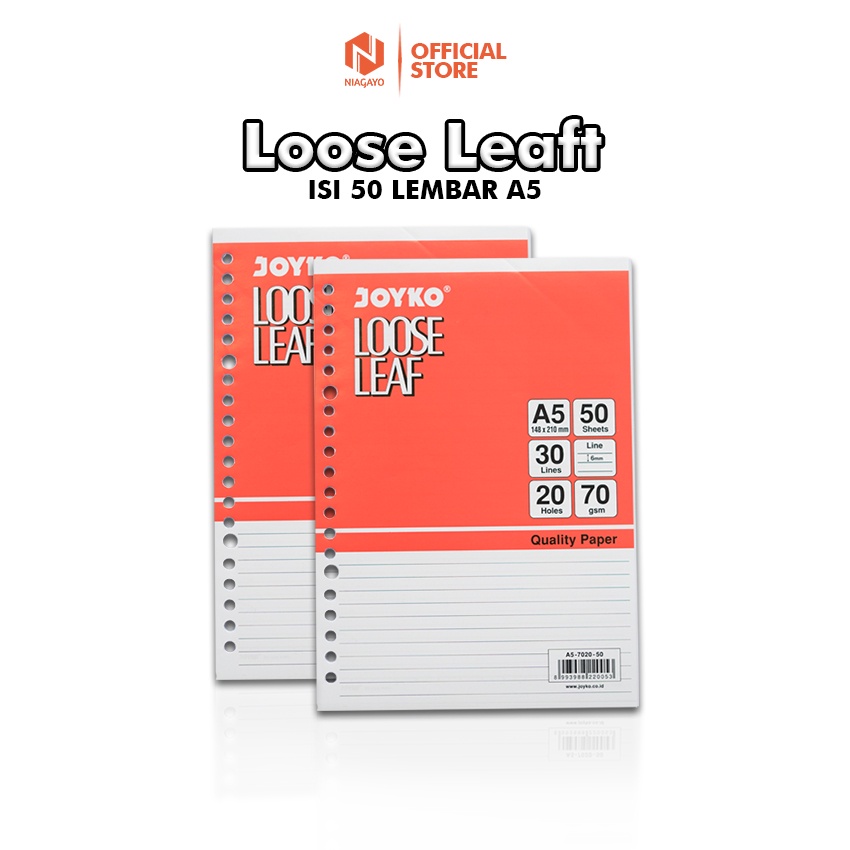 

Loose Leaf Kertas Isi Binder Ukuran A5 Joyko Isi 50 Sheets HVS Merk Joyko Loose Leaf