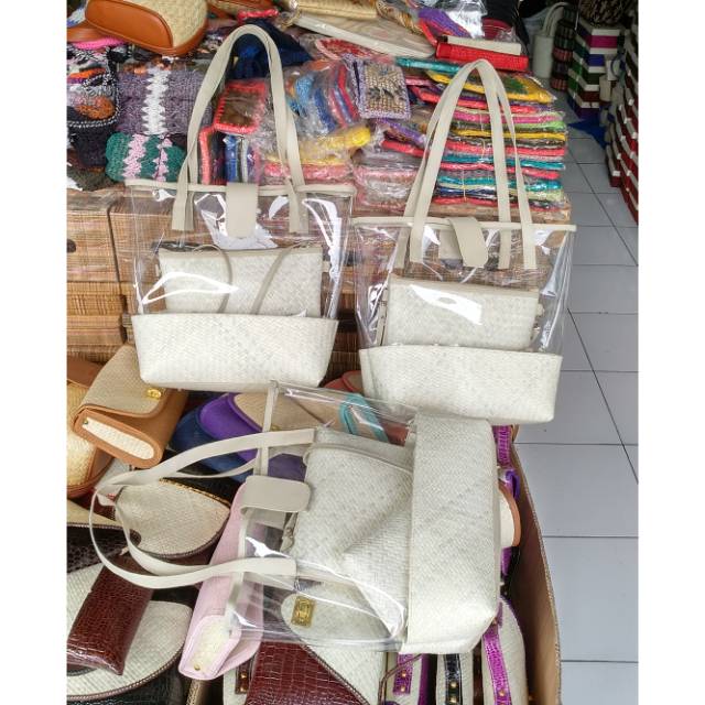 Tas pandan mika set tiga