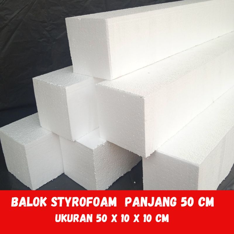 styrofoam balok / styrofoam batangan  50 x 10 x 10 cm