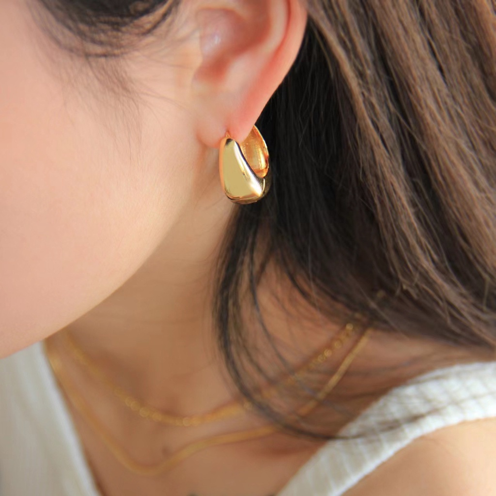 Anting Bulat Simple Gaya Retro Perancis Untuk Wanita