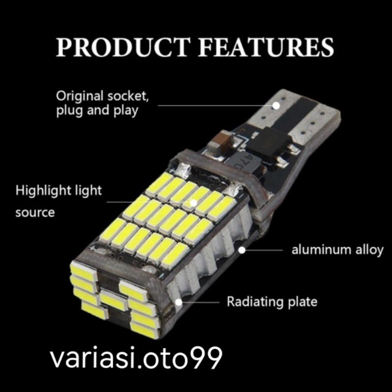 Lampu LED Mundur T15 T10 W16W Canbus 45LED