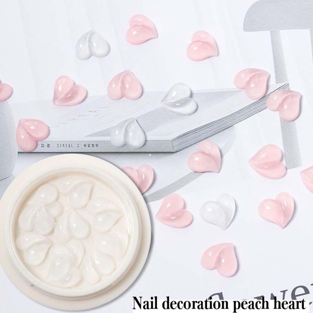 AUGUSTINA Agustina Perhiasan Kuku Berbentuk Hati Gaya Jepang Permen Warna Bengkok Aurora Symphony Peach Heart DIY Nail Art Ornamen