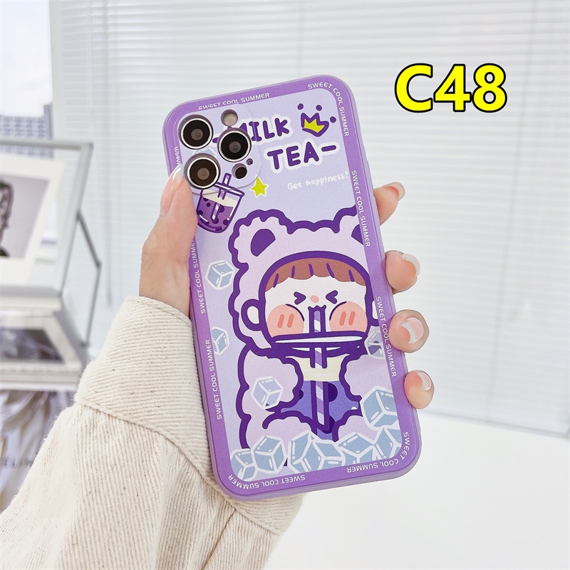 Casing Soft Tpu Case VIVO Y21 2021 Y20 Y12S Y20S Y20i Y53 Y51 2020 Y31 2021 Y12 Y21S Y12A Y20A Y20G Y30G Y12G Y30 Y51S Y53S Y91C Y91 Y17 Y93 Y50 Y72 Y52 Y51A Y33S Y30i Y12i Y11S Y15 Y95 Y11 Y90 OPPO A16 A15 A54 New Style Milk tea Pattern Matte Soft Case-#C48