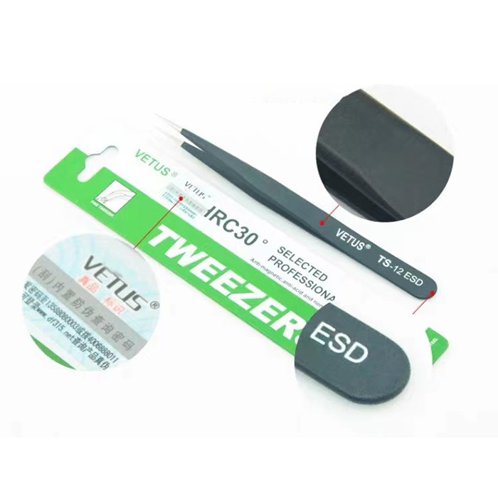 Pinset Vetus tweezer larus lancip stainless Tweezer TS-11ESD / Pinset Vetus / Pinset Vetus Original / Pinset Vetus Ori / Pinset Vetus Tweetzer / Pinset Eyelash / Pinset Bulu Ketiak / Pinset Bulu Mata / Pinset Vetus Stainlees Tweezers Anti Static ESD