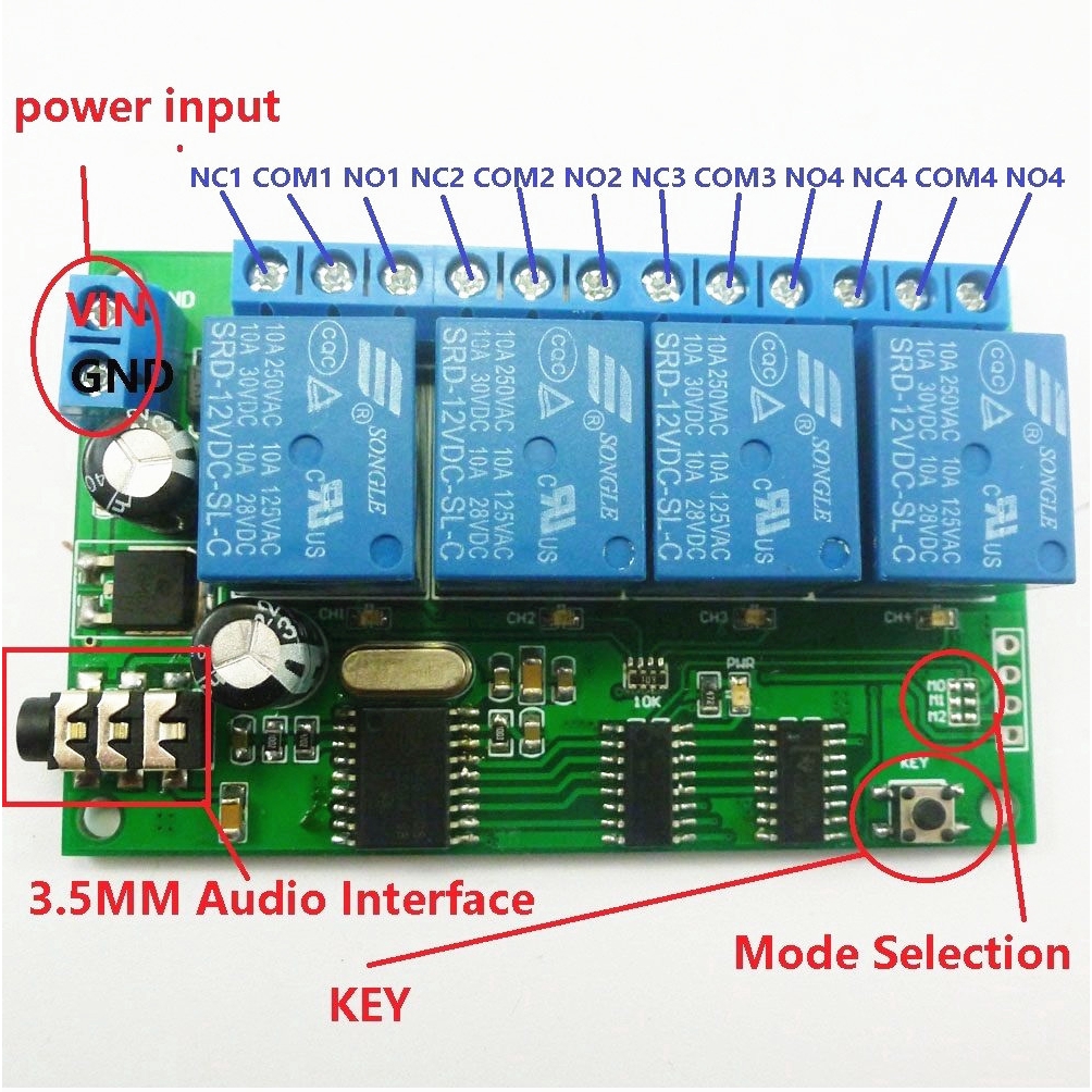 〖Factory Supplier/COD〗| ad22b04 12V 4CH mt8870 DTMF Modul Relay Decoder Signal Remote Control PLC