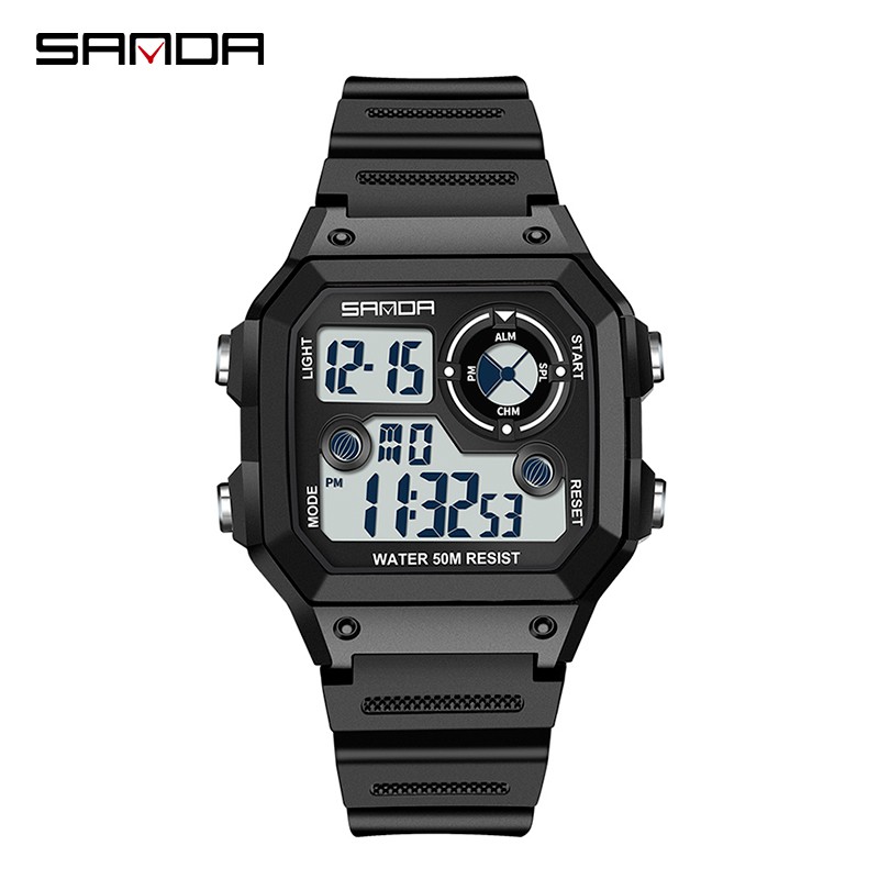 SANDA 418 Jam Tangan Pria Digital Tali Rubber Chronograph Anti Air WATCHKITE WKOS