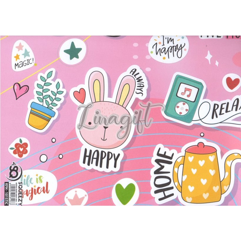 ( 5 Lembar ) KERTAS KADO SQ DOFF - GIFT WRAPPING PAPER STICKER ICONS CUTE SIMBOL STIKER BUNNY EMO EMOTICON