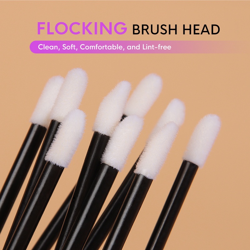 Genielash 50pcs / Set Brush Plastik Sekali Pakai Untuk Makeup / Kosmetik Wanita