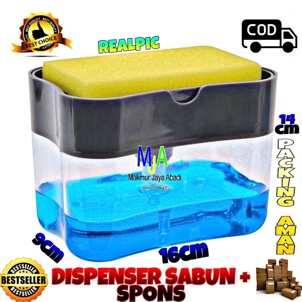 PROMO (BISA COD) Dispenser Sabun Cuci Piring &amp; Holder Spons Cuci Piring 2in1