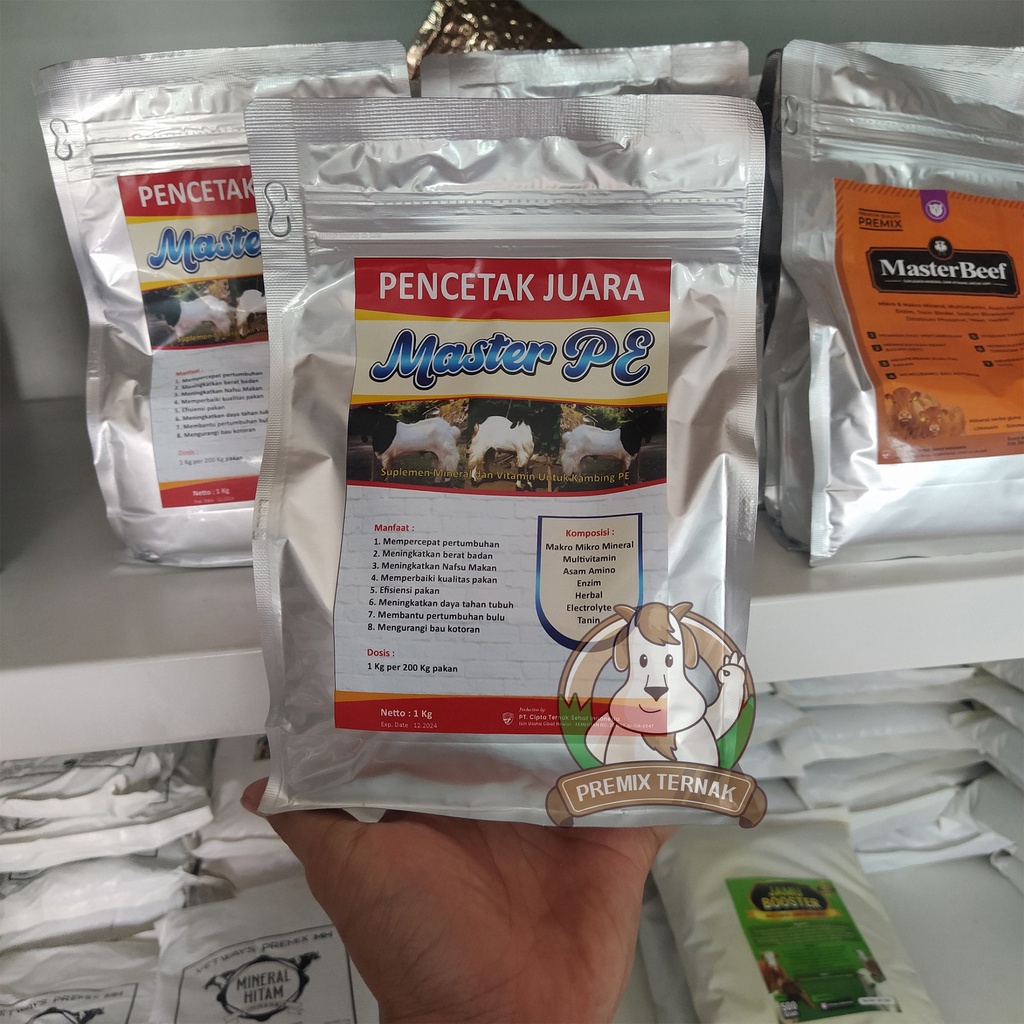 PREMIX MASTER PE 1KG - PREMIX PE KONTES - Suplemen kambing PE breeding dan kontes komplit berkualitas - Premixternak