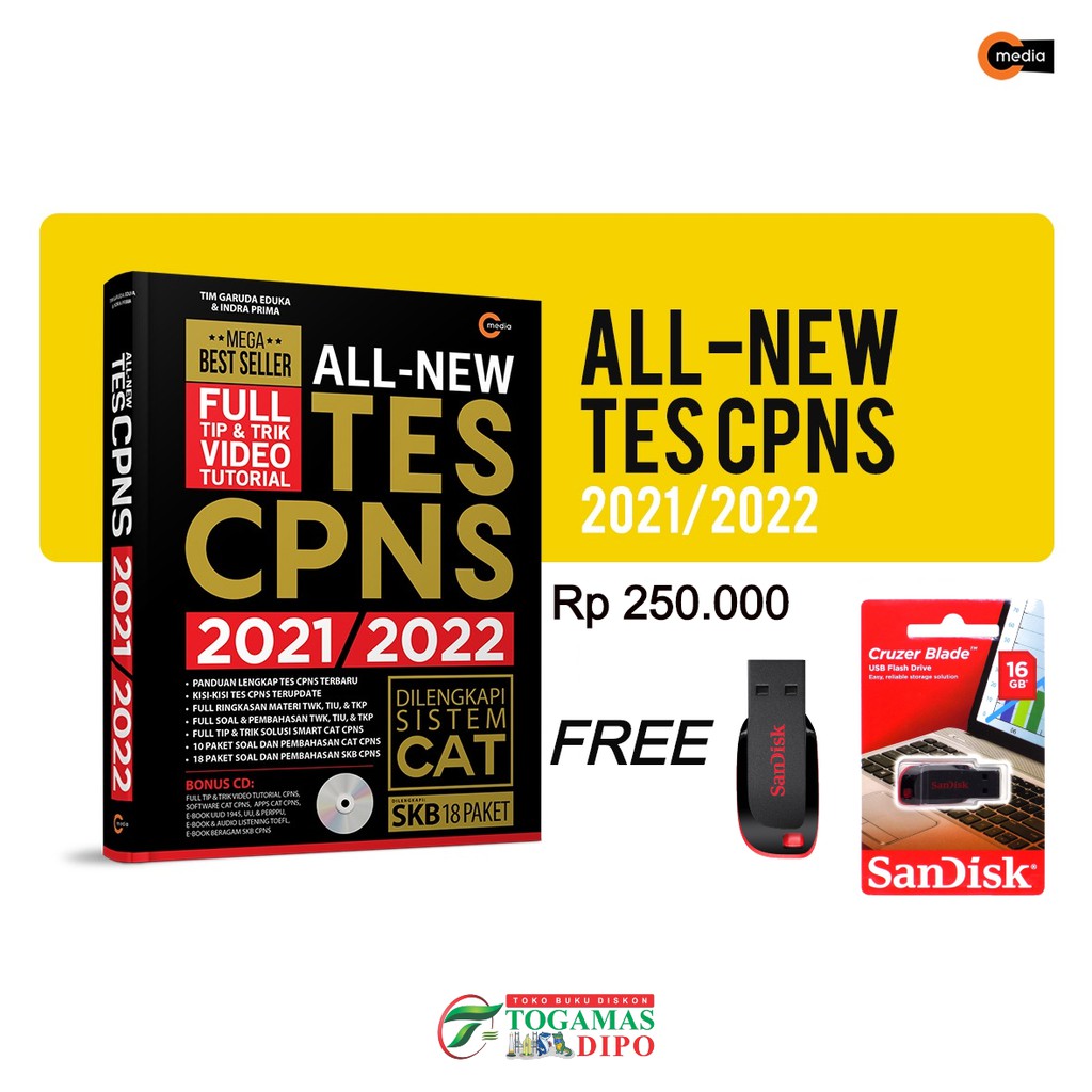 ALL NEW TES CPNS 2021/2022 BONUS FLASH DISK 16 GB & SHARPIE