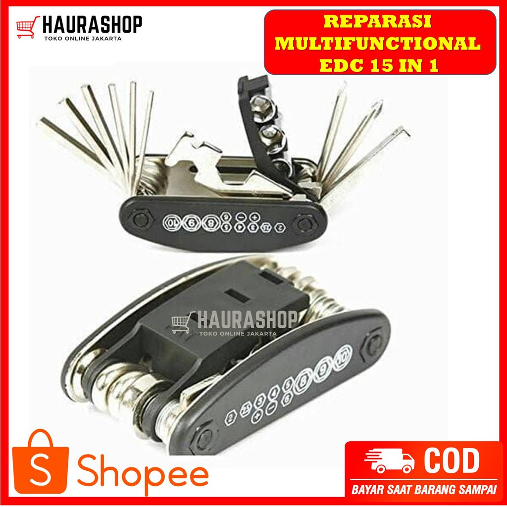 Alat Reparasi Multifungsi EDC 15 IN 1 Stainless Repair Tools / Obeng Multifungsi Sepeda Dan Perkakas