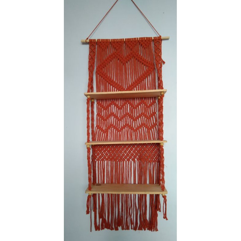 READY STOK) macrame rak kayu/ Macrame ambalan/ rak kayu/ rak buku (AMB 069)