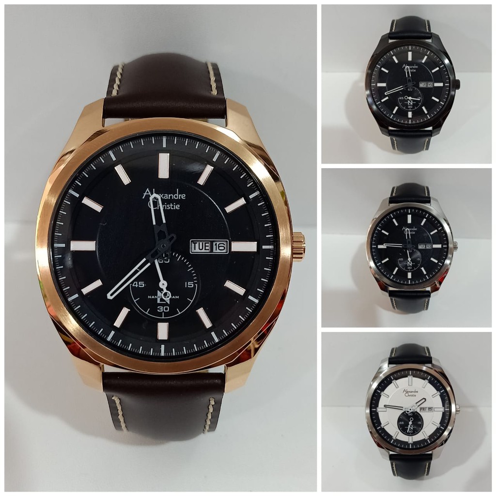 Jam Pria Alexandre Christie AC6550 AC 6550 Leather Strap Original Garansi Resmi Alexander Christie