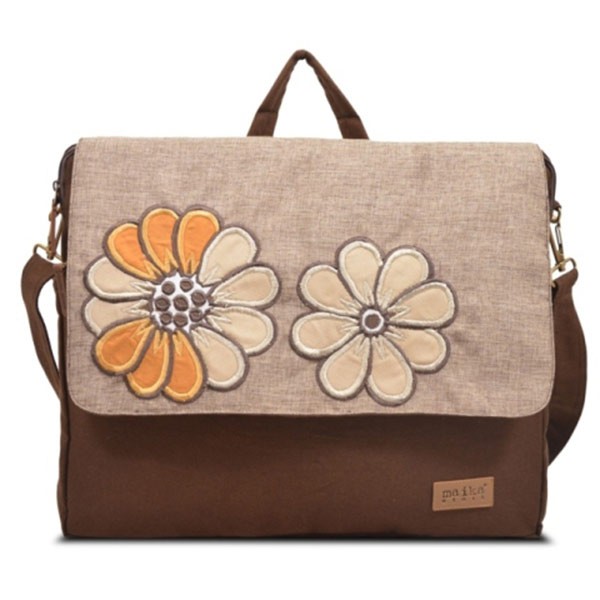 Tas Laptop Selempang Kanvas Maika etnik IRATENA DARK BROWN untuk Wanita