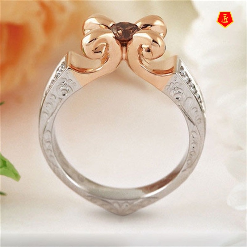 [Ready Stock]Creative 14K Rose Gold Two-Tone Ring