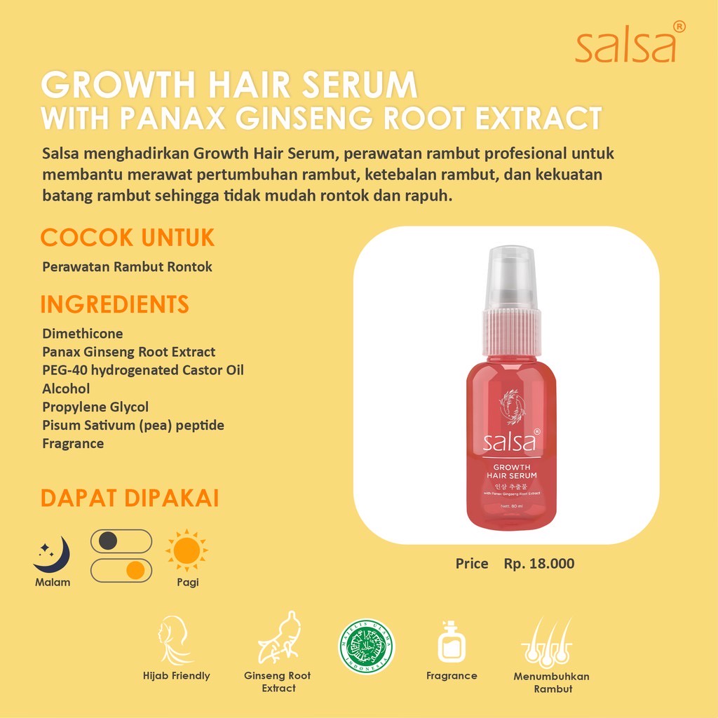 SALSA Hair Serum Indonesia / Perawatan Rambut Kusut Kering Rontok Kusam Bau / Keratin Repair Growth Rose Treatment Spray 80ml / Skincare Hair Care Shampoo Conditioner Creambath Color Parfum Spray / Face Care Facial Wash Cream Sunscreen Mask / Paket Wajah