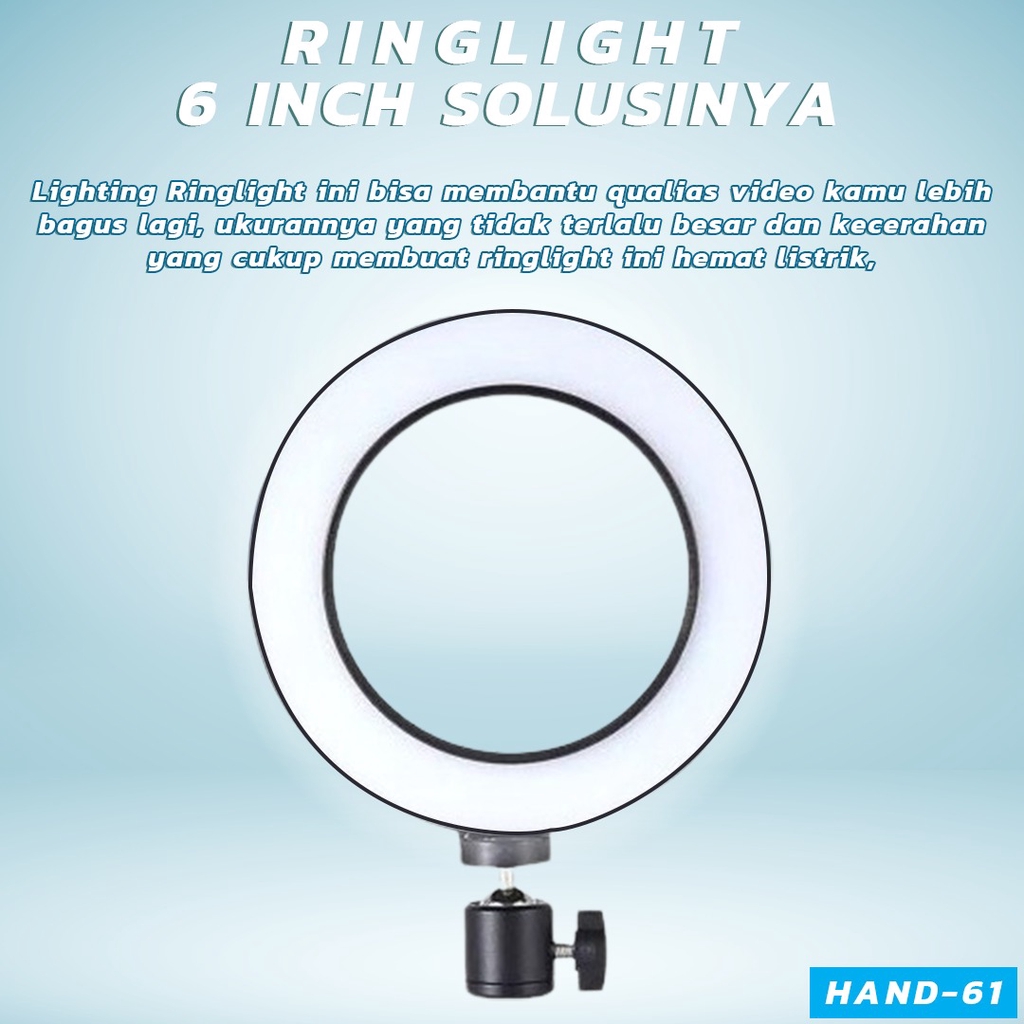 RingLight 6 For Selfie Vlogger Live Streaming Selfie Vlogging Studio Foto / Ring Light LED Makeup