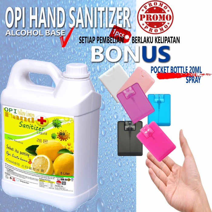 Hand Sanitizer 5 Liter Cair Lemon dll Bonus Botol Saku Cantik Promo berlaku hanya bulan ini saja, ayo buruan sebelum habis periode promo sudah ada izin edar resmi by Oke sabun suplayer