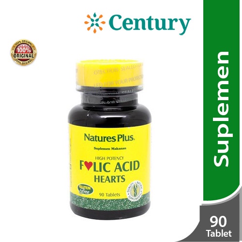 Nature's Plus Folic Acid Hearts 90's / Asam Folat/ Anemia / Vitamin / Suplemen