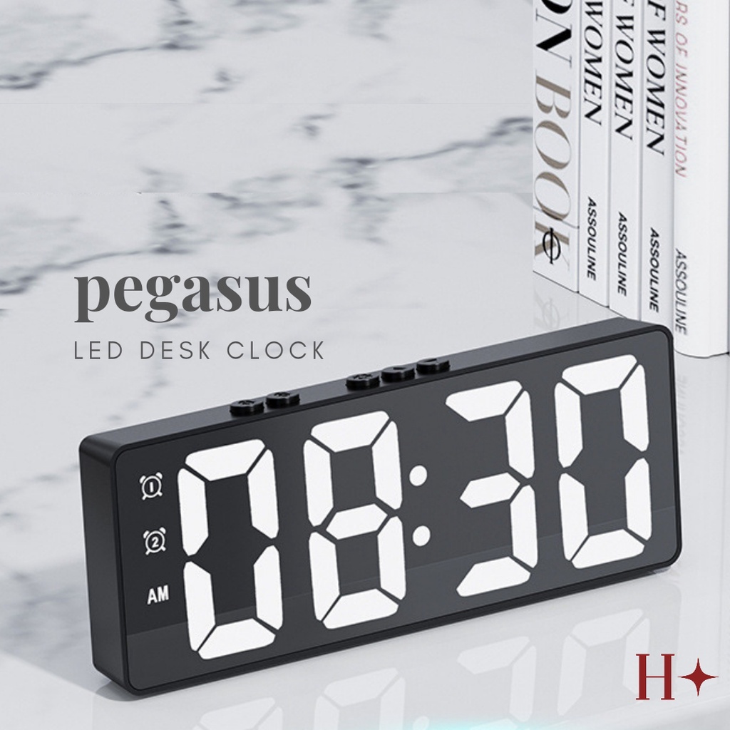 H✦ Pegasus Jam Meja LED Digital Mirror Alarm