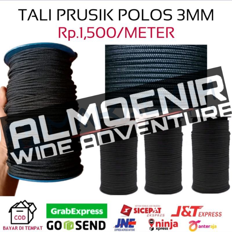 

tali prusik hitam polos 3mm