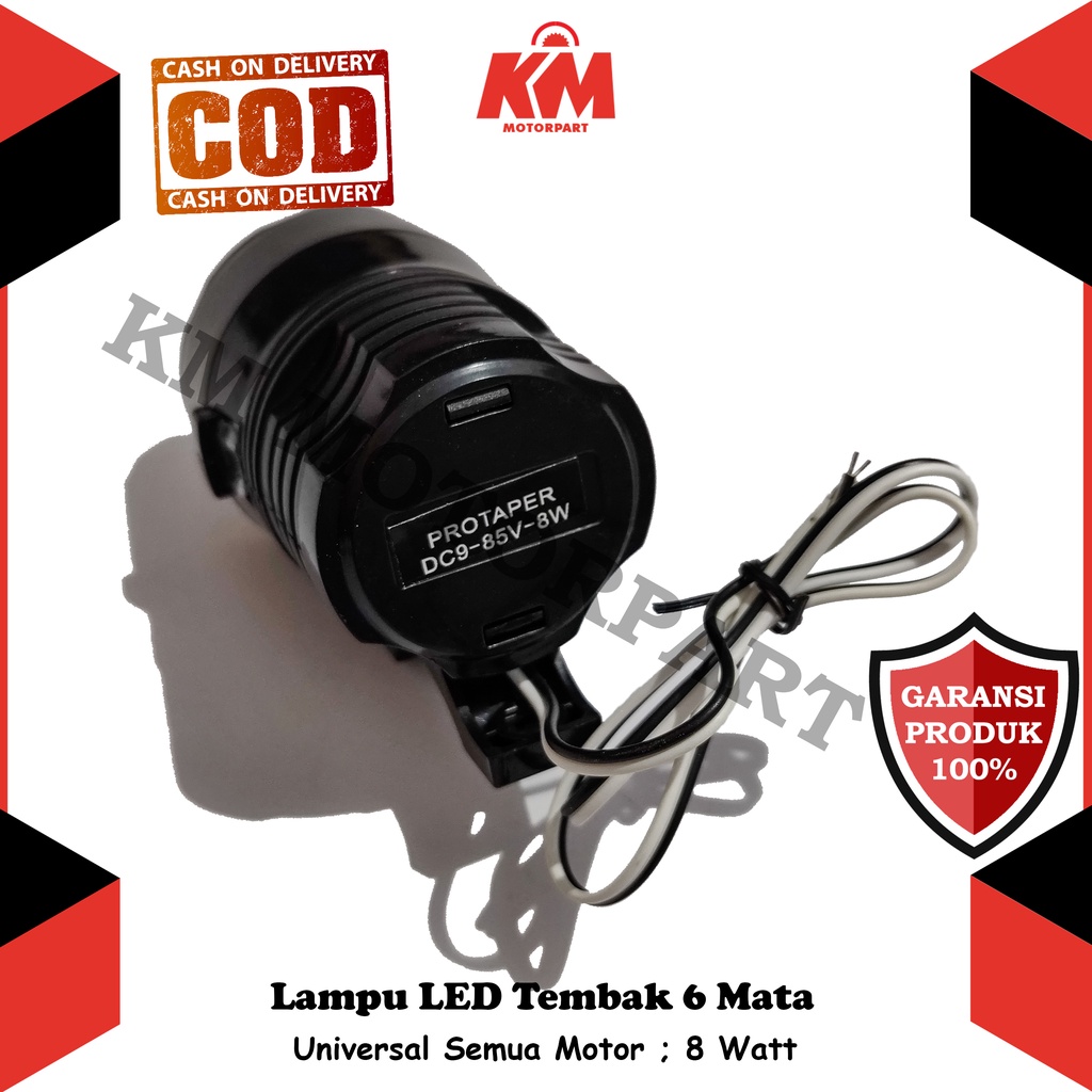 Lampu Tembak Motor Super Terang Warna Putih LED 6 Mata Universal