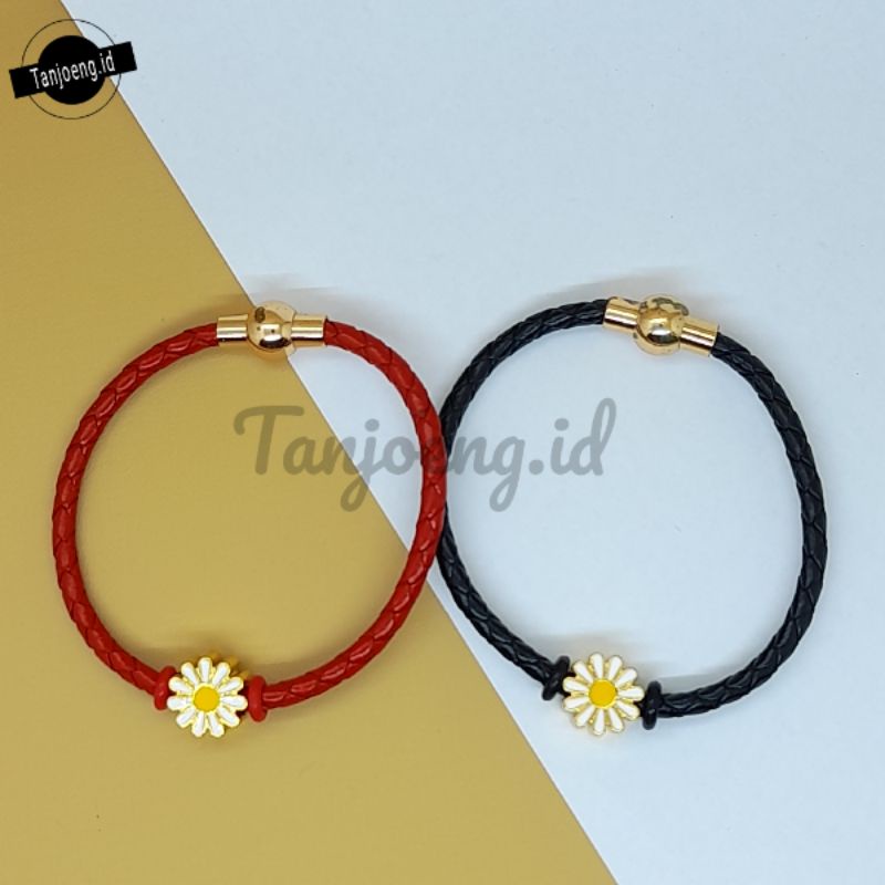 Gelang Tali Wanita Bunga Daisy Gelang Kulit Xuping Wanita Gelang Liontin Bunga