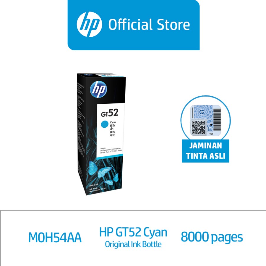 HP Ink Bottles GT53 GT52 Black Colour ( Cyan, Magenta, Yellow ) | Tinta Botol Hitam Warna Hp Deskjet GT5800, Ink Tank 110, 300, 400, Smart Tank 500 600 Series -Geniune Product