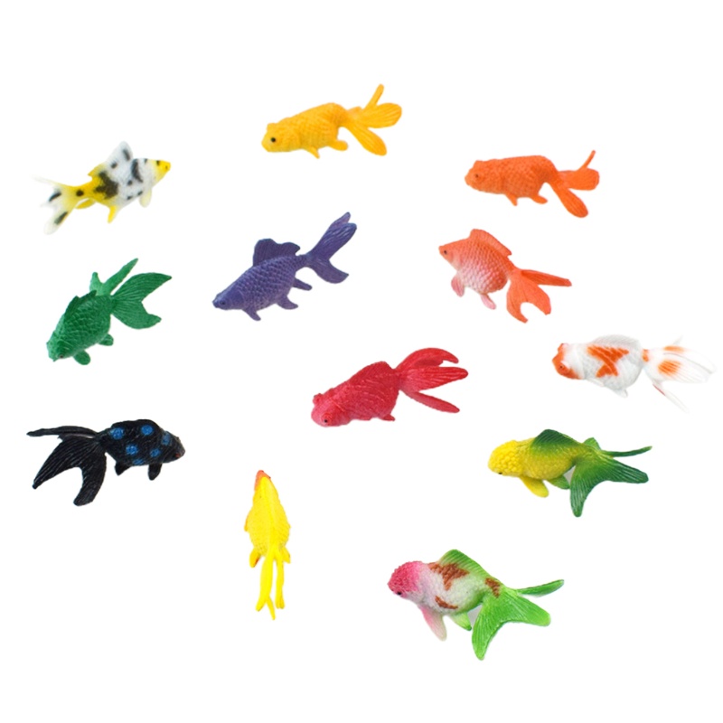 SIY  12 Pcs/Set Soft PVC Goldfishes Models Epoxy Filling Material Crystal Ocean Resin 3D Mini Fish Modeling Filler