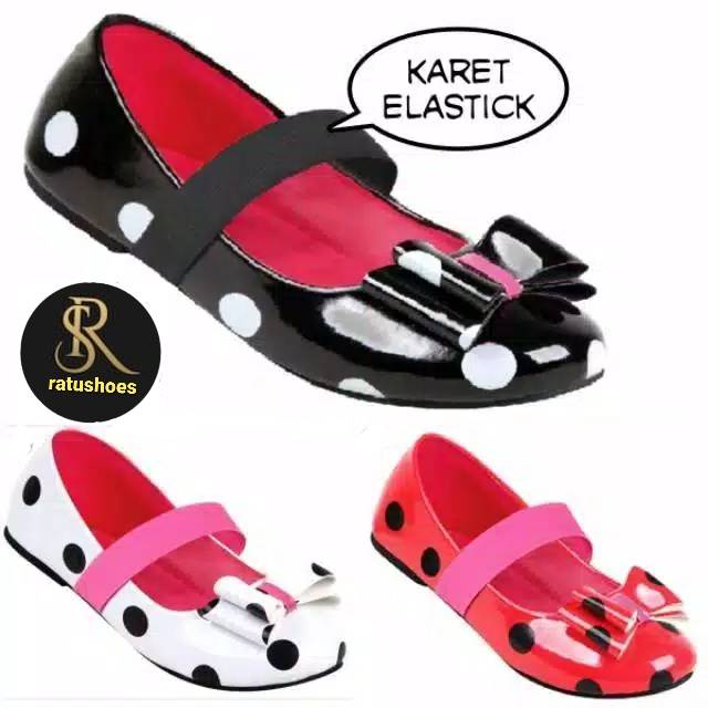 Sepatu Balet Anak Usia TK-SD Model Pita Pokadot Sepatu Anak Flatshoes Terbaru