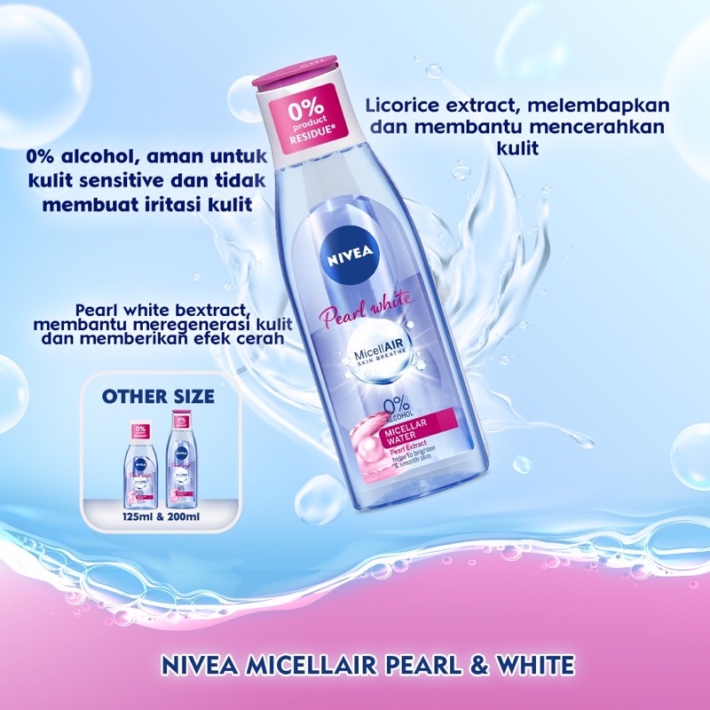 Nivea Micellair Skin Breathe Hydration Pearl White Oil Acne 125 200 400 ml - Micellar Water Pembersih Muka Make Up COD