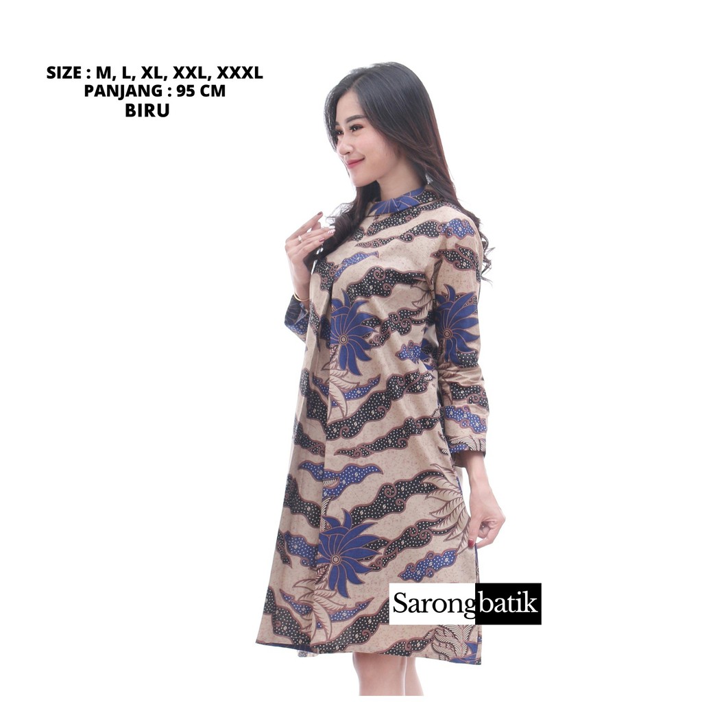 Atasan Dress Batik Wanita Kembang Galaran TB0024SB-8