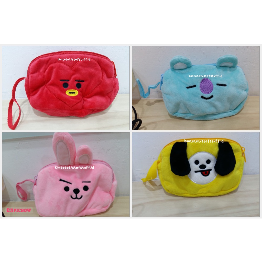 UNofficial Pouch Wallet Dompet Travel Bag Tas Kosmetik Hp Tempat BT21 Tata Cooky Chimmy Koya Serbagu