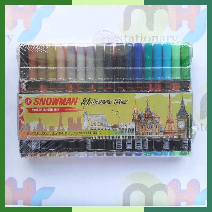 

36 Warna Snowman Brushpen Brush Pen Kuas Spidol Kaligrafi Warna