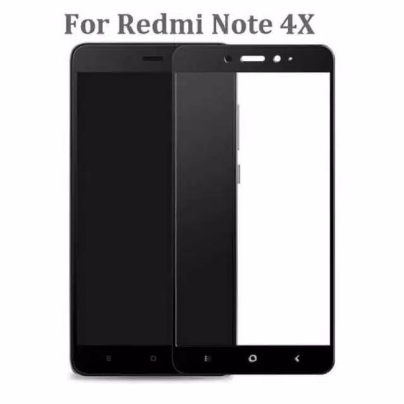 TEMPERED GLASS FULL COVER FOR REDMI 4X/NOTE 4/ KUALITAS PREMIUM 9H