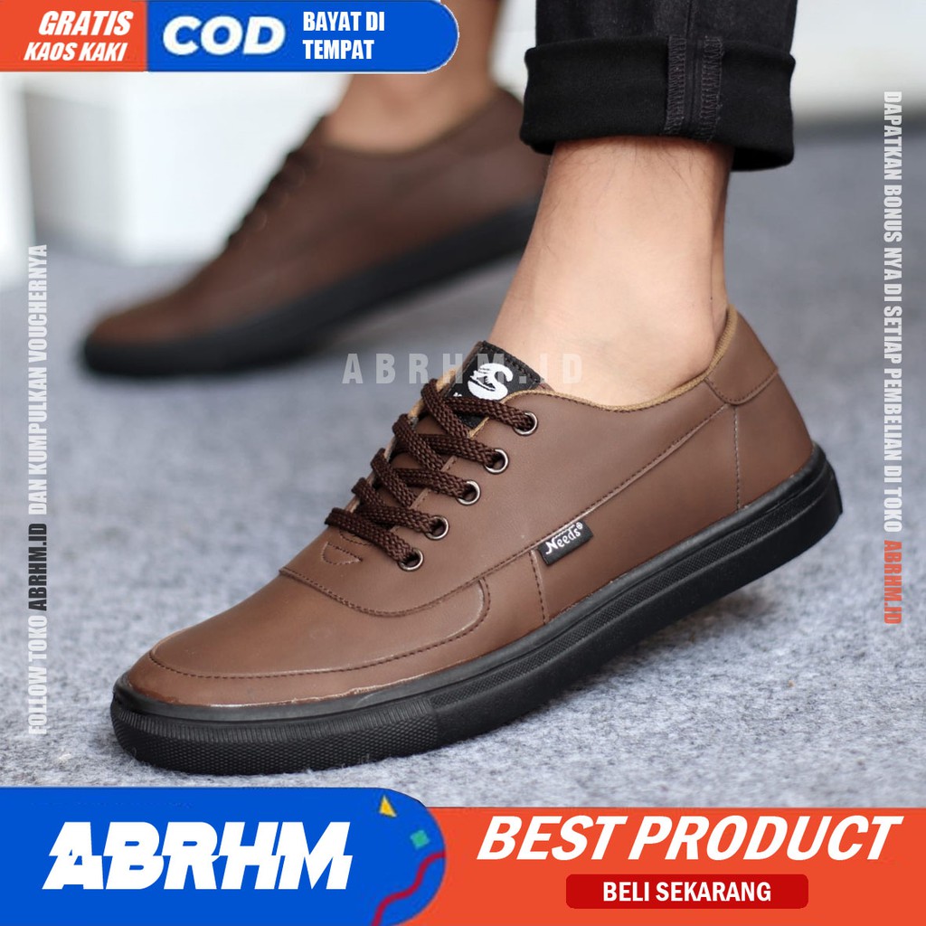 ABRHM x NED Sepatu Sneakers Casual Pria Sepatu Sneaker Cowok / Cowo Ori Sepatu Kasual Kerja Kuliah Kondangan Gaya Santai Keren Kekinian Original Murah Terlaris