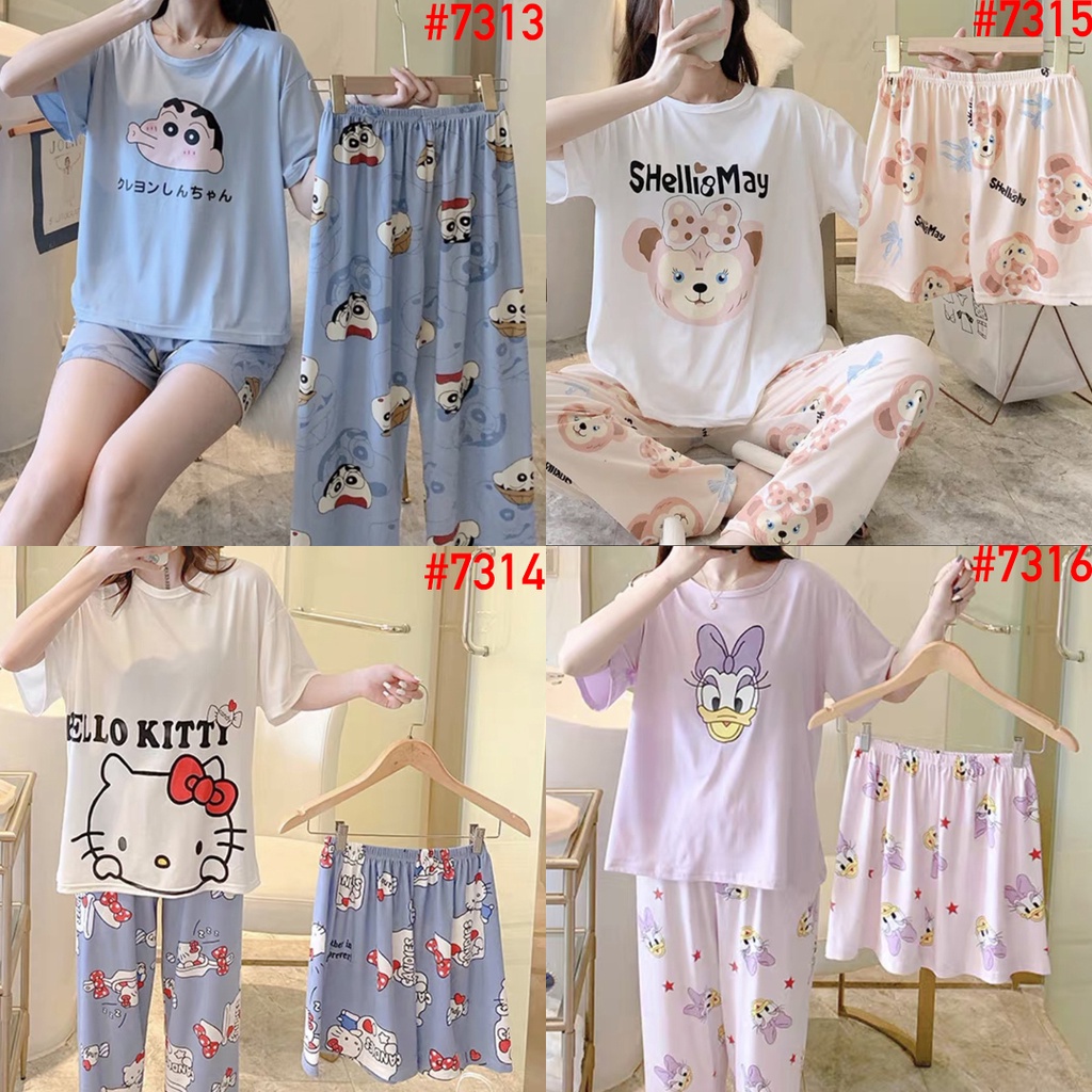 Setelan Piyama Wanita 3in1 Leisure Wear Baju Tidur Bobo Karakter Motif Korea CP Spandex Import Umisuka KKUM JALJA