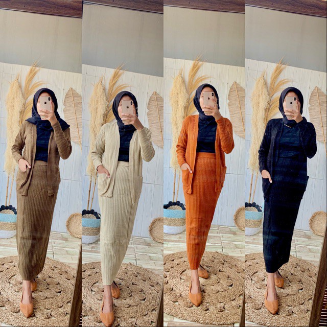 SETELAN RAJUT CARDY / SETELAN REMAJA WANITA 2IN1 / SETELAN RAJUT WANITA / PAKAIAN SET