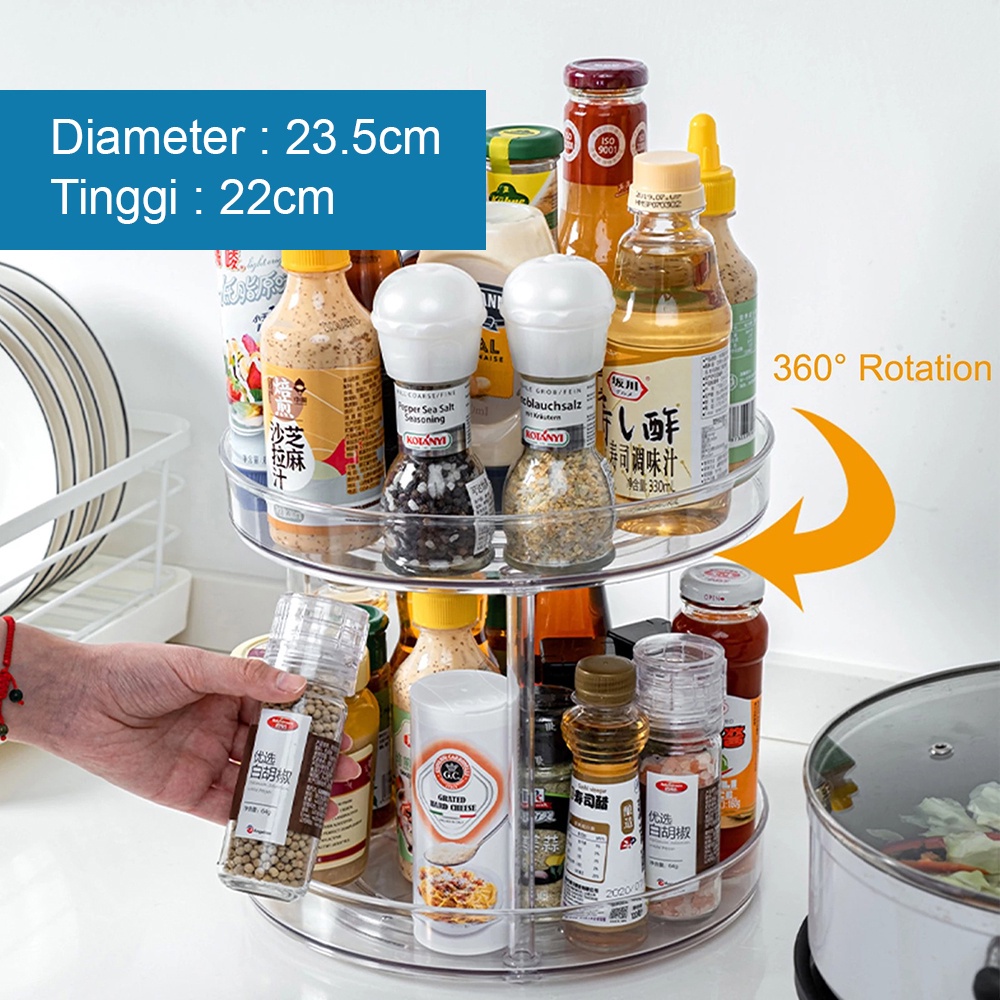 Rak Putar Serbaguna 23.5cm 2 Susun Kosmetik Bumbu