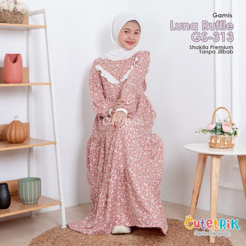 Gamis Luna Ruffel Anak Remaja Baju Muslim anak tanggung