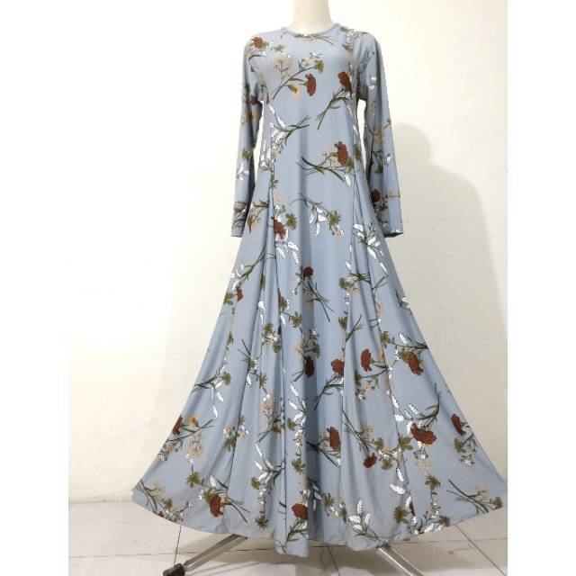 Gamis jersey motif bunga