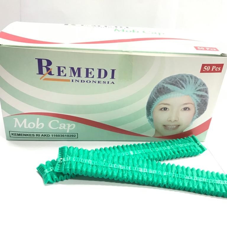 Remedi Nurse Cap / Mob Cap / Penutup Kepala Gojek / Grab / isi 50Pcs