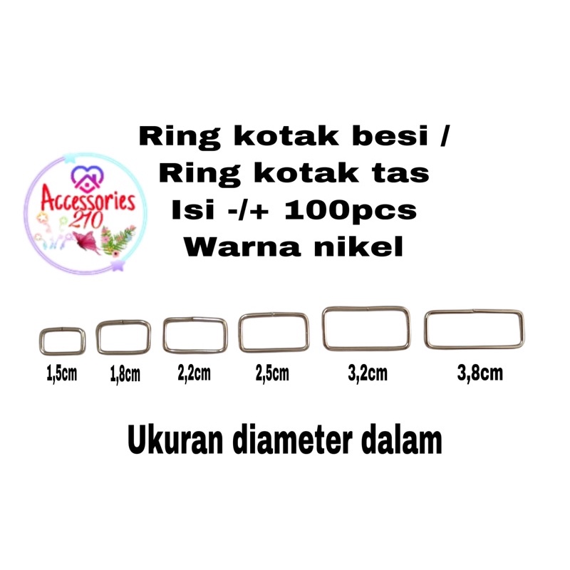 [100pcs] ring kotak besi / ring kotak tas nikel