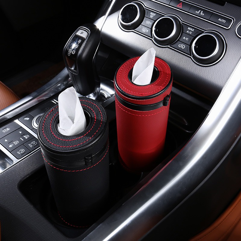 2 in 1 Car Cup Holder Leather Organizer | Penyimpanan Tissue Mobil