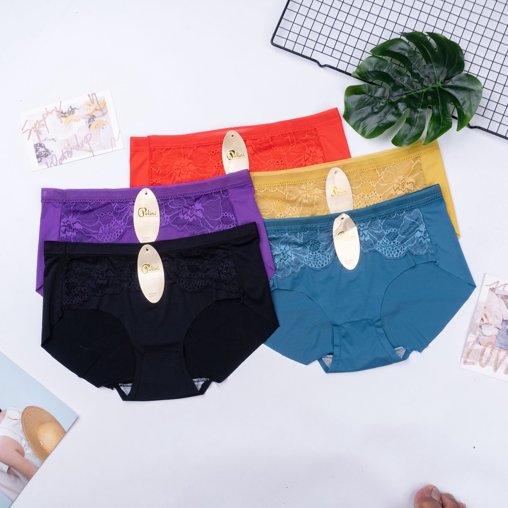 BEE - Cd Undies Polini Motif Renda Bunga / Cd Wanita Bahan Ice Silk Kualitas Premium 888