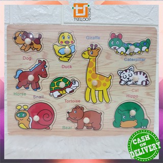 OFM-M67-68 Mainan Edukasi Anak Puzzle Kayu Knob Background Bergambar | Wooden Toys Mainan Balok Kayu