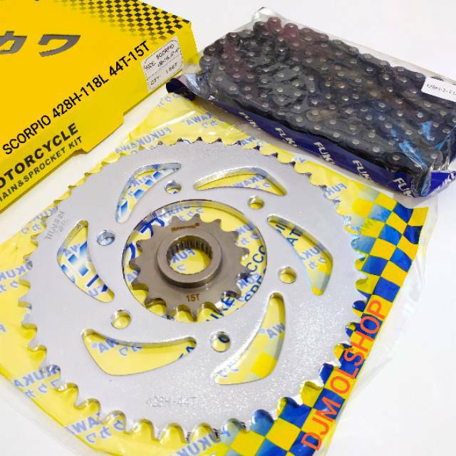 FUKUKAWA Gear Set Gir Paket Yamaha SCORPIO Z 428H 118L 44T-15T